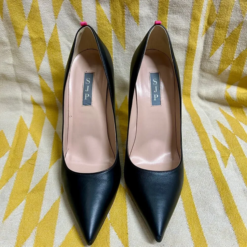 SJP Sarah Jessica Parker Fawn Pointed Toe Dress Pumps | Black 110mm | 39.5 9.5 - Picture 5 of 7